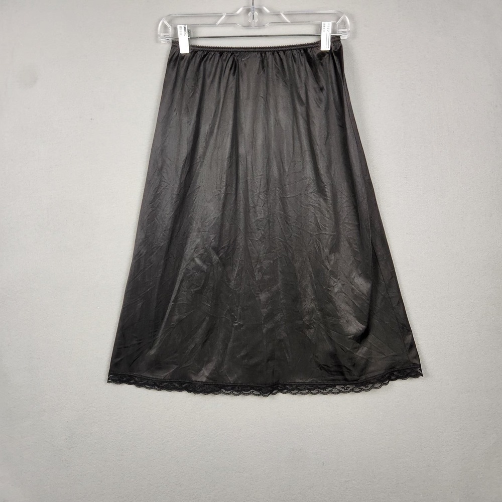 Vintage Warners Half Slip Skirt Womens Large Black Nylon Lace Trim Made USA 90s